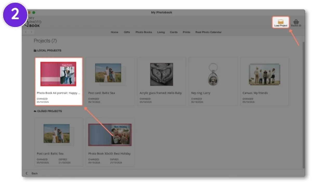 A local project in the Download Software is selected and saved